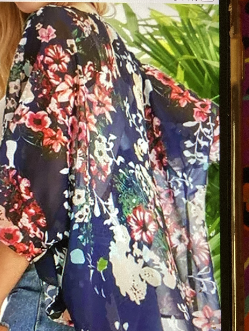 Ambiance Navy Floral Sheer Kimono Tunic